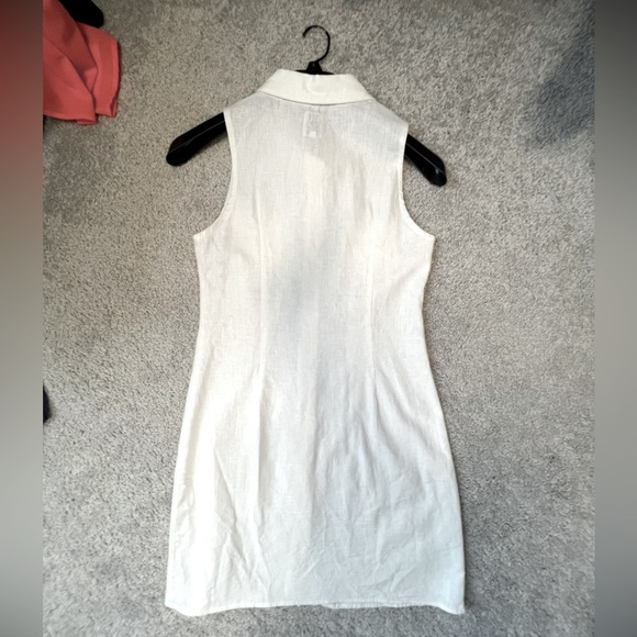 Coast White Linen Button Down Sleeveless Midi Dress - Picture 3 of 9